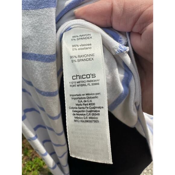 Chico’s Lightweight Long Sleeve Shirt Size 1 (US 8)  - White with Blue Stripes - Picture 6 of 6
